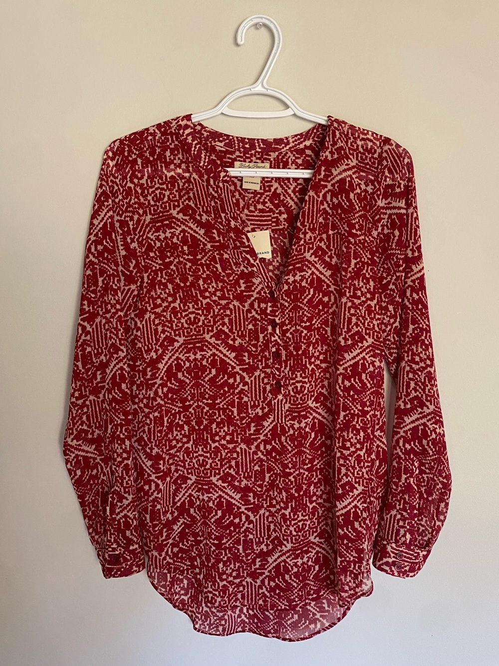Lucky Boho Sheer Festival Shirt XS Oversized